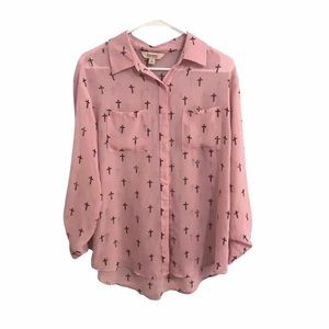 Decree pink sheer blouse medium